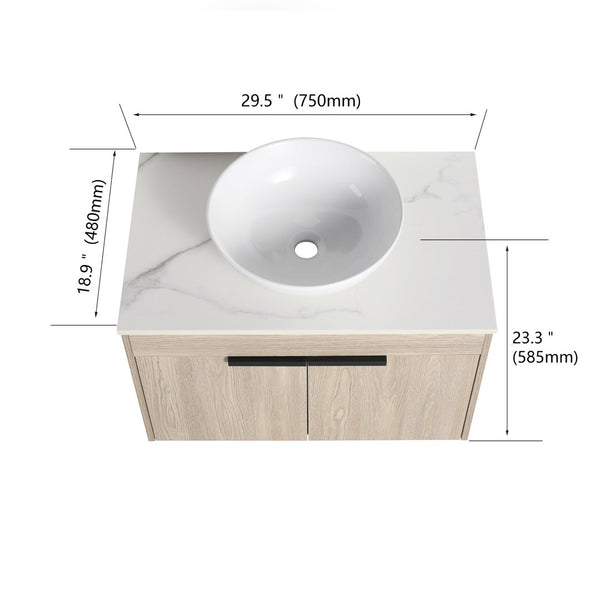 English Elm 42" Modern Floating Bathroom Vanity With Ceramic Sink, Soft-Close Doors & Stylish Storage Solutions P2 W999S00293-GIGA