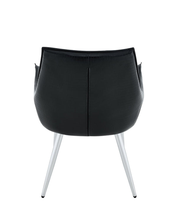 English Elm Crocodile Textured Pu Leather Accent Chair Diamond Tufted with Chrome Metal Legs W3493P456316