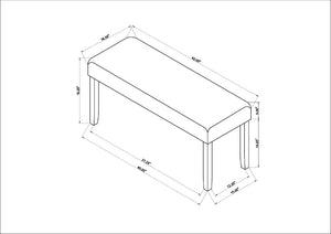 English Elm 1pc Upholstered Dining Bench with Button-Tufted Grey Seat and Black Wood Frame for Stylish Seating B011P198368
