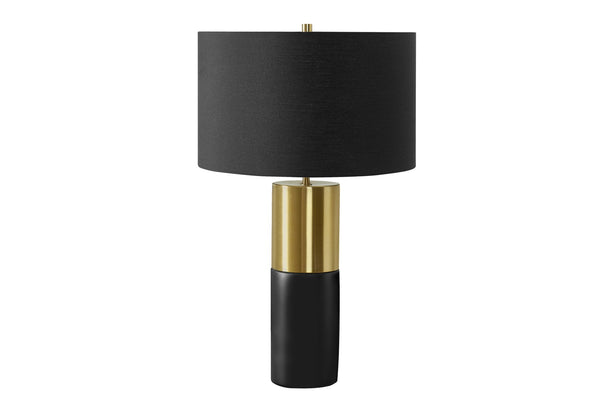 English Elm Lighting, Textured Ceramic Table Lamp with Fabric Shade and 3-Way Rotary Switch for Ambient Glow Black 19 L x 19 W x 17 H B2710P220093