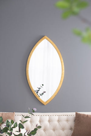English Elm 23.7x42.8" Gold Frame Decorative Mirror with Elegant Curves for Foyer, Bedroom, Bathroom Accent Decor W2078P399176