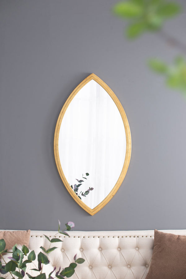 English Elm 23.7x42.8" Gold Frame Decorative Mirror with Elegant Curves for Foyer, Bedroom, Bathroom Accent Decor W2078P399176