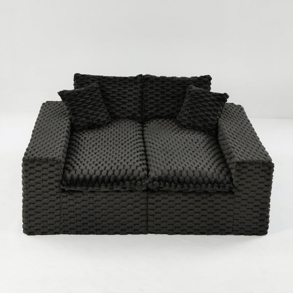 English Elm Luxury Turtle Velvet Multifunctional Sofa - Modular 4-Seat Design, Ergonomic Sponge Cushions, 400lbs Capacity, Stylish Living Room Centerpiece W3371S00035