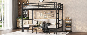 English Elm Twin Xl Solid Pine Loft Bed with Built-in Led Lighting and Storage Shelves W1580S00503