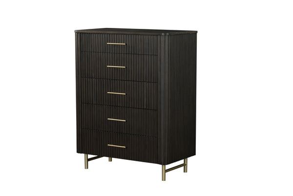 English Elm Clayten Espresso Finish Chest with Dovetail Drawers, Smooth Metal Glides, 170lb Capacity, Durable B2726P266478