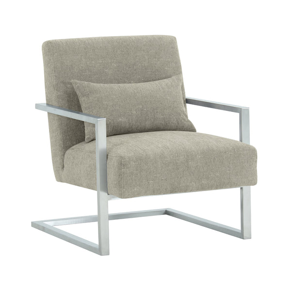 English Elm Xenith Gray Linen Accent Chair with Brushed Steel Legs — Modern Comfort, Compact 28"W x 31"D Seat B2736P354393
