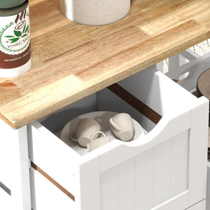 English Elm HOMCOM Rolling Kitchen Island Cart with Butcher Block, 3 Drawers, Removable Tray & Wheels W2225P173895