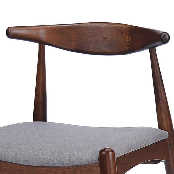 English Elm [video] 5-piece Mid-century Rubberwood Dining Set with Upholstered Chairs for Family Meals Light Gray,Walnut N759S002011D