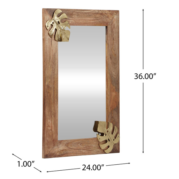 English Elm Christopher Knight Home® - RECT. MIRROR Natural Wood Frame 40x28 Rustic Rectangular Wall Mirror for Entryway, Bathroom Decor 69380.00