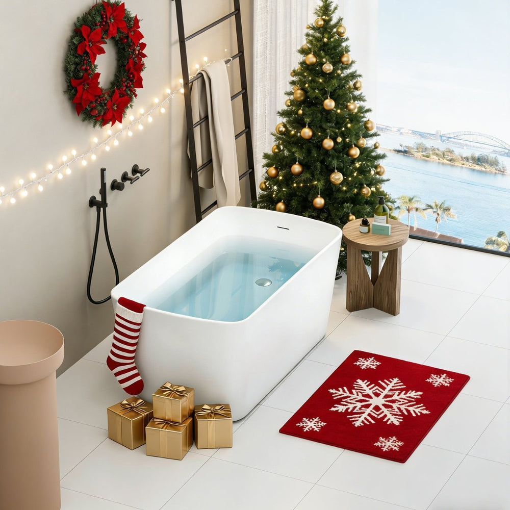 English Elm 49'' Acrylic Japanese Soaking Tub Freestanding Square Glossy White with Chrome Drain W1920P385599