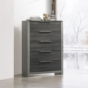 English Elm Modern Five-Drawer Storage Chest with Full-Extension Dovetail Drawers and Sleek Metal Handles, 38W Gray 58 L x 41 W x 19 H B2741P405635