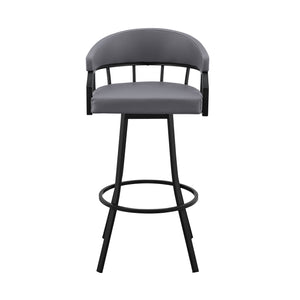 English Elm Wyden 30" Swivel Slate Gray Faux Leather Bar Stool with Matte Black Metal Frame, 360° Comfort B2736P268591