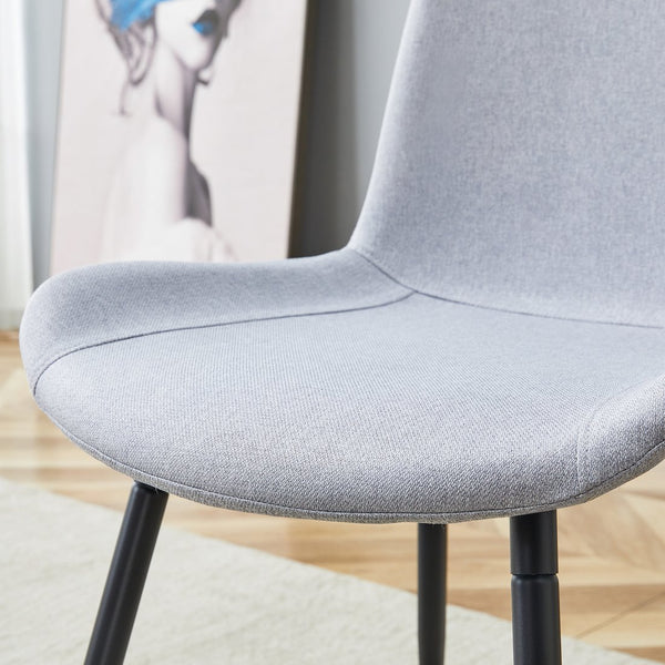 English Elm Comfortable Linen-Cotton Dining Chairs Set of Four with Curved Widened Cushions and Black Legs, Breathable Upholstery Light Gray 27.17 L x 22.44 W x 20.28 H W1512P405379