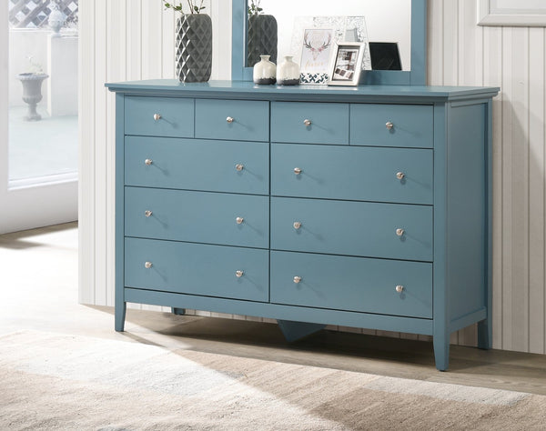 English Elm Elegant Teal Casual Dresser 39"H x 58"W x 18"D — Vibrant Teal Storage Cabinet, Durable Particleboard Finish B078108333