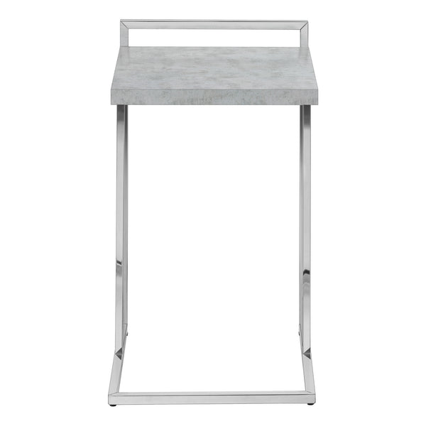 English Elm Accent C-Shaped Table - Modern Grey Laminate & Chrome Metal Design For Snacks, Laptops & More! B2710P219378