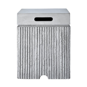 English Elm U_style Outdoor Mgo Propane Tank Cover Table Fluted Stone Finish Patio Side Accent Gray N711P410564E