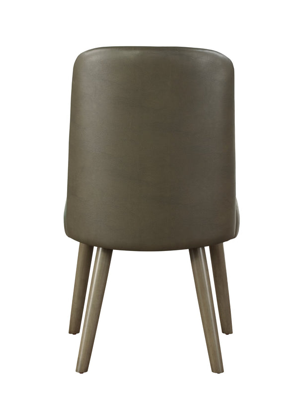 English Elm Waylon Vintage-Style Gray PU Leather Side Chair Set of 2 with Gray Oak Finish, Padded High Back, 220lb Capacity B2726P265156