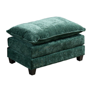 English Elm Cloud Velvet Ottoman with Double-Layer Cushion, Modular Modern Sectional Accent Seat, Breathable Chenille Upholstery, Adjustable Backrest Green W1143P310516
