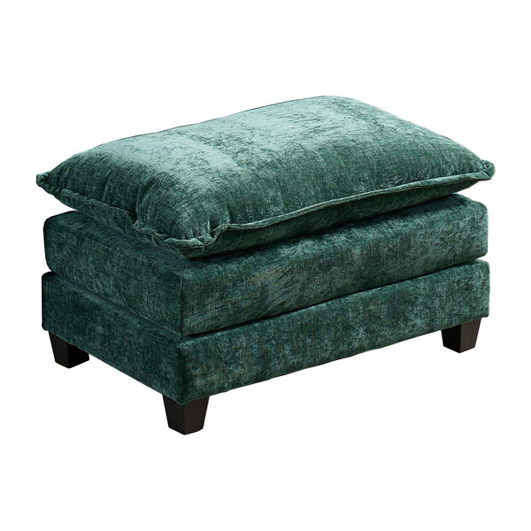 English Elm Cloud Velvet Ottoman with Double-Layer Cushion, Modular Modern Sectional Accent Seat, Breathable Chenille Upholstery, Adjustable Backrest Green W1143P310516