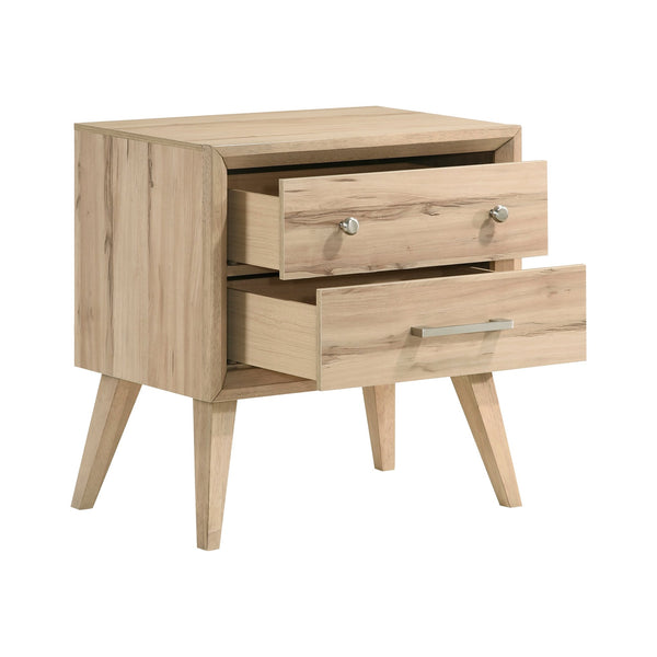 English Elm Classic Marrin Nightstand Mid-Century Modern 2-Drawer Natural Oak Melamine with Brushed Nickel Hardware, 25.5"x16.5"x26.5" B011P250503