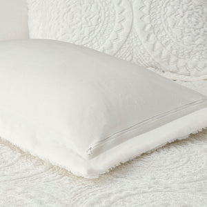 JLA Home Madison Park - Embroidered Plush Faux Fur Comforter Mini Set with Medallion Detailing, Machine Washable Luxury20 Ivory MP10-5057