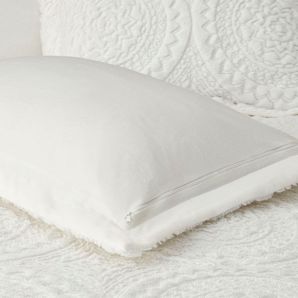 JLA Home Madison Park - Embroidered Plush Faux Fur Duvet Cover Set with Medallion Texture, OEKO-TEX Certified Luxury Comfort 90 L x 104 W x 0.13H MP12-7517