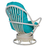 OSP Home Furnishings Lanai Rattan Swivel Rocker Blue