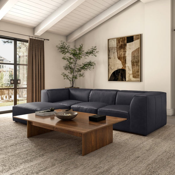 English Elm Form Low Profile Slipper Chair Top Grain Leather Seat for Modern Living Spaces B2769P504414