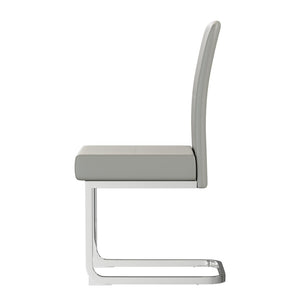English Elm Set of 4 Gray Pu Leather Dining Chairs with Spring Cushion and Ergonomic Metal Frame W3226P345823