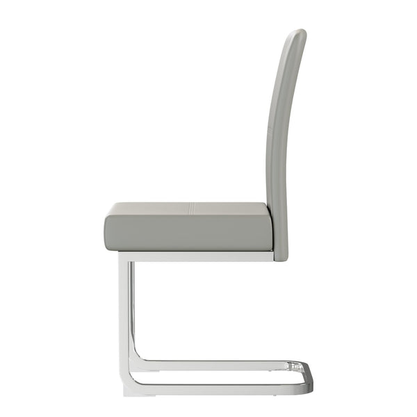 English Elm Set of 4 Gray Pu Leather Dining Chairs with Spring Cushion and Ergonomic Metal Frame W3226P345823