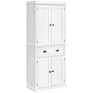 English Elm Homcom 72" Tall Freestanding Kitchen Pantry Cabinet With Adjustable Shelves, Drawer & Safety Strap W2225S00046