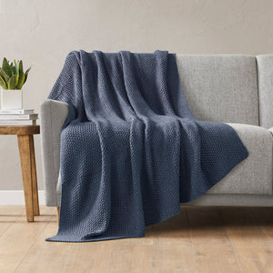 INK+IVY Bree Knit Casual Throw II50-1145 Indigo