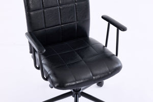 English Elm Antique PU Leather Office Chair with High Back, Soft Foam Seat, Adjustable Gaslift, 360° Swivel, Durable Frame Antique Black W3149P374034