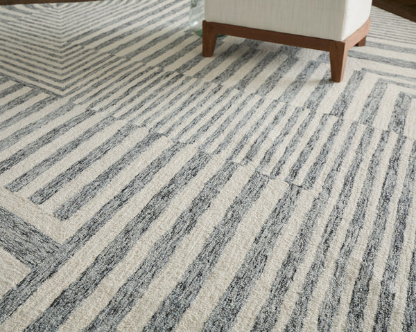 Feizy Rugs Wallace Hand-tufted Wool Rug - Durable Geometric Design For Contemporary And Traditional Spaces Gray,Ivory Wool Wal8a42fgry000f00