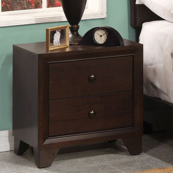 English Elm Wooden Nightstand With 2 Spacious Drawers In Rich Espresso Finish - Timeless Style & Functionality B016P252964-GIGA