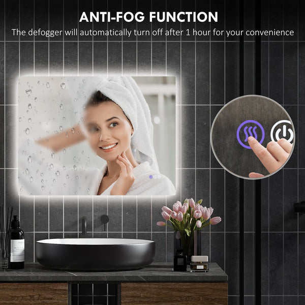 English Elm Homcom Led Bathroom Mirror 32"X24" - Backlit Anti-Fog Vanity With Memory, Dimmable & Color Options W2225P229672