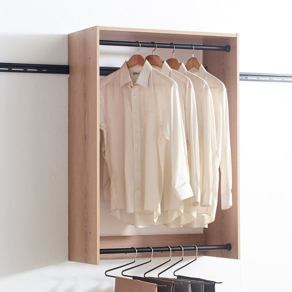 English Elm Devi Modular Wall Mounted Closet System Five Oak Melamine Units for Bedroom Storage B040S00119