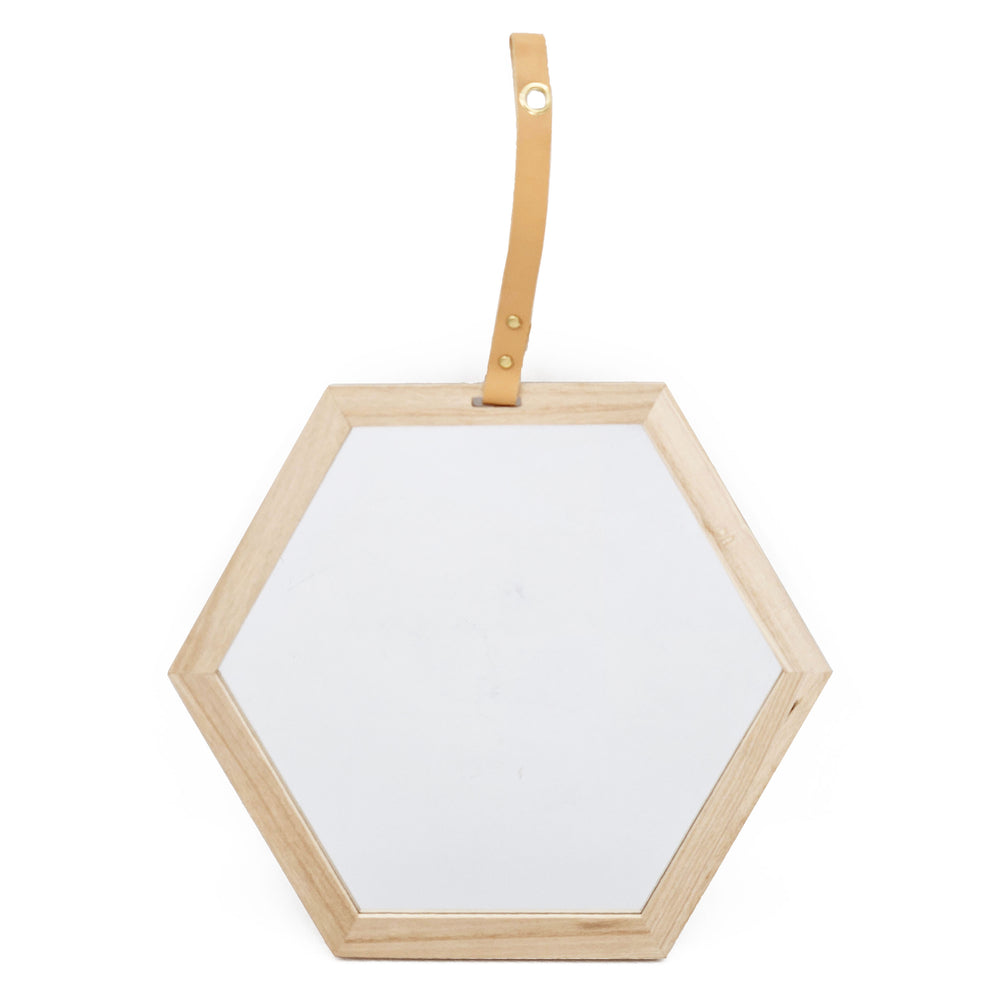 English Elm Harlan Hexagon Mirror - Modern Nordic Design, 16X14" With Warm Beige-Brown Frame, Perfect Accent! W2078P218037