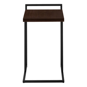 English Elm Accent Table, C-Shaped Side Table For Living Rooms & Bedrooms, Espresso Laminate With Black Metal Base B2710P219374