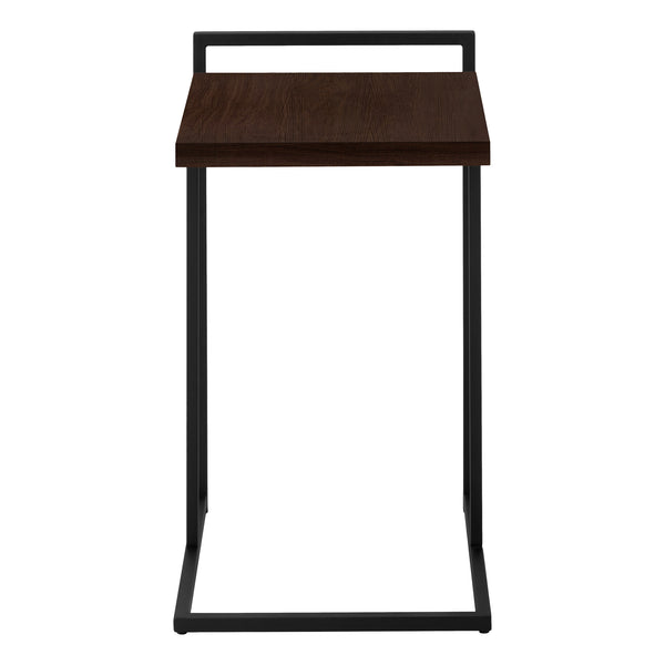 English Elm Accent Table, C-Shaped Side Table For Living Rooms & Bedrooms, Espresso Laminate With Black Metal Base B2710P219374
