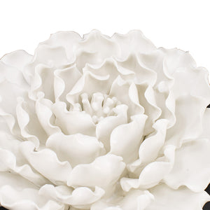 English Elm D7.3x2.8" Handmade Cream Ceramic Flower Wall Decor Accent — Sculptural Neutral Petal Art for Versatile Rooms W2078P293124