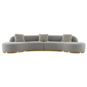 Pasargad Home Simona Upholstered Sofa - Artistic Curved Design With Premium Comfort & Style Grey Textured Polyester Fabric Pzw-943g