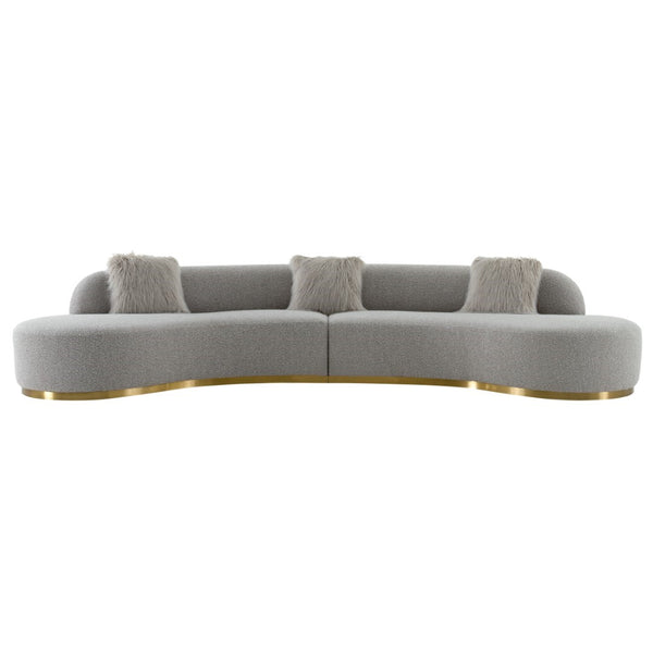 Pasargad Home Simona Upholstered Sofa - Artistic Curved Design With Premium Comfort & Style Grey Textured Polyester Fabric Pzw-943g