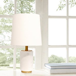 Pasargad Home Leon Marble Table Lamp In White And Gold - Stylish H22" Contemporary Lighting Decor White Marble Pmt-29135