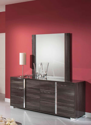 VIG Furniture San Marino Modern Grey Mirror Italian-Crafted 39"X41" High-Gloss Elm Slim Frame Sleek Contemporary Accent VGACSANMARINO-MIR-GRY
