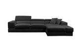 VIG Furniture Divani Casa Pella Mini - Modern Black Leather Right Facing Sectional Sofa VGCA5106A-BLK-RAF