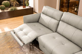 VIG Furniture Divani Casa Joliet - Modern Light Grey Leather 4-Seater Sofa w/ Two Recliners VGBNS-1895-LTGRY