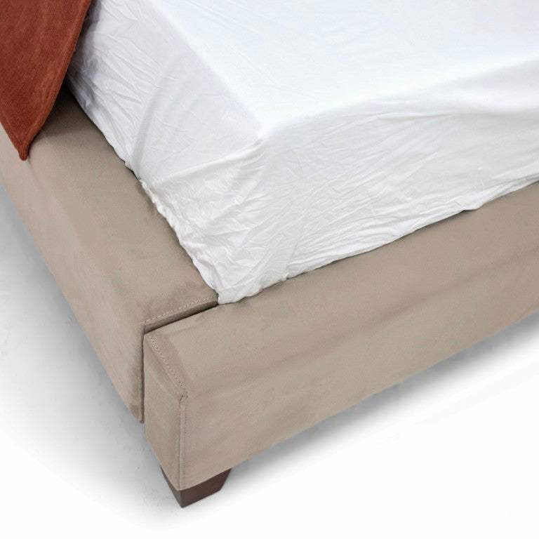 VIG Furniture Eastern King Mckamey Modern Beige Upholstered Bed With Woven Headboard, No Box Spring Needed, 900Lb Capacity VGEVVG728-VIENNA-039-EK