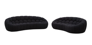 VIG Furniture Divani Casa Yolonda - Modern Curved Black Fabric Sofa Set VGEV-2126C-SET-BLK