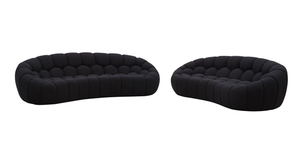 VIG Furniture Divani Casa Yolonda - Modern Curved Black Fabric Sofa Set VGEV-2126C-SET-BLK